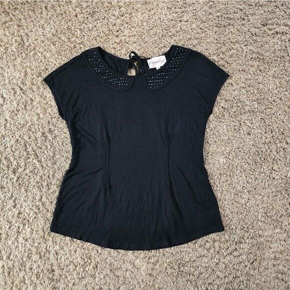 🌿"Philosophy" black top with beads, size Medium. Vintage design. - Picture 7 of 9